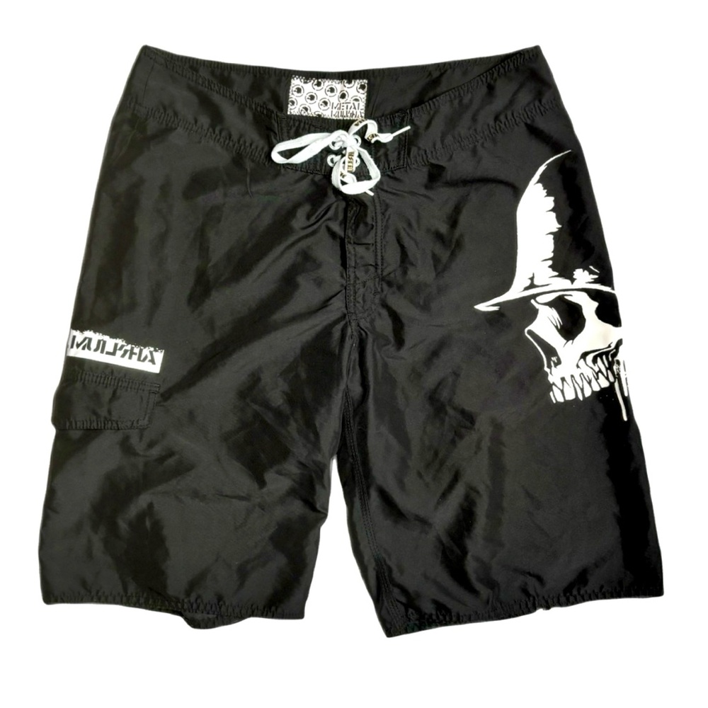 Metal Mulisha Board Shorts Mens Black Skull Logo Swimming Casual